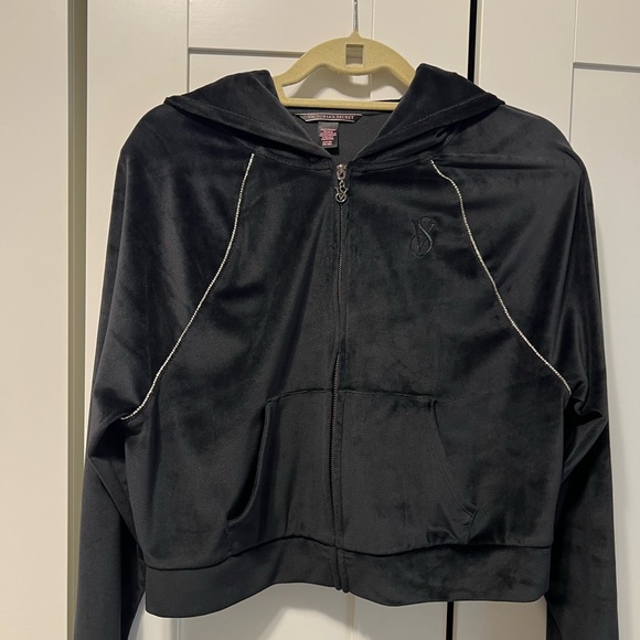 Victoria's Secret Jackets & Blazers - Victoria's Secret Black Hooded Bomber Jacket